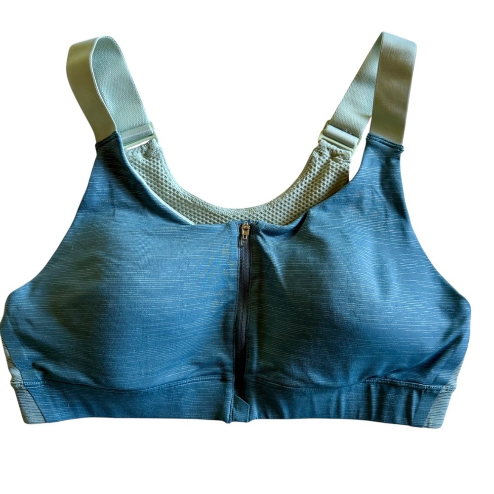 Outdoor Voices Powerhouse Sports Bra Blue Zip Front Size Large